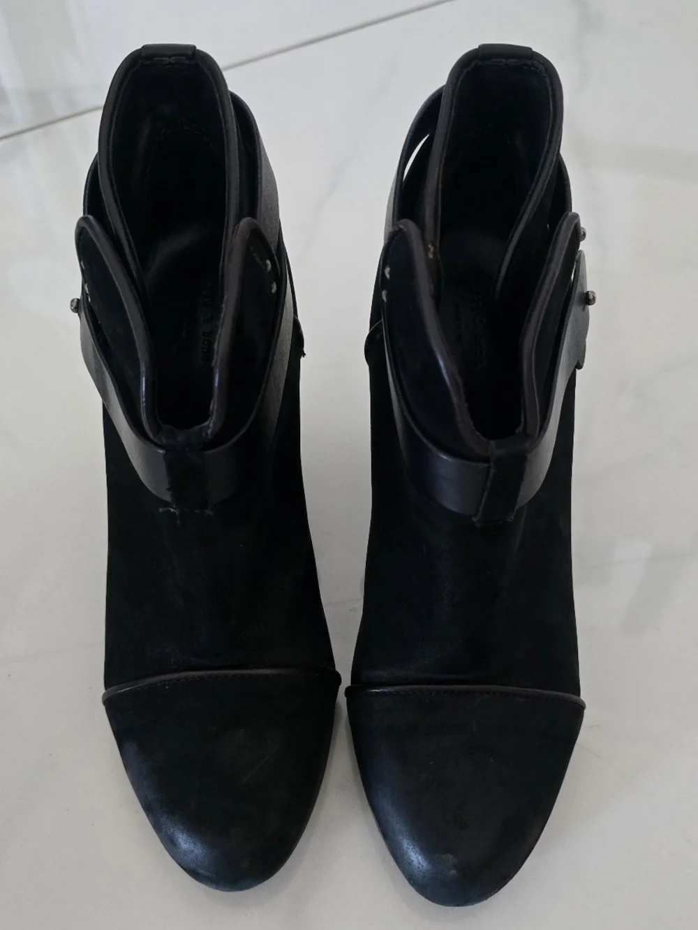 Rag & Bone Black Harrow Suede Leather Ankle Boots Size 8 / 38